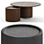 Modern Leather and Wood Coffee Table 3D model small image 2