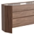 Hexagonal Walnut Veneer 3-Drawer Dresser 3D model small image 3