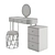 Marble Vanity Set with Mirror 3D model small image 4