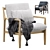 Modern Linen Rocking Armchair 3D model small image 4