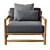 Swedish Modern Outdoor Lounge Chair 3D model small image 2