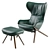 Swedish Modern Outdoor Lounge Chair 3D model small image 6