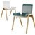 Modern Wooden Plastic Chair Set 3D model small image 2