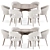 Modern 7-Piece Dining Set 3D model small image 1