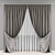 Floor-Length Curtain with Straight Tulle 3D model small image 4