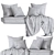 Cozy Window Seat Pillows Set 3D model small image 2