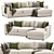 Light Color 3-Seater Chaise Sofa 3D model small image 1