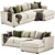 Light Color 3-Seater Chaise Sofa 3D model small image 2