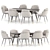 Modern Asteria Chair Dining Set 3D model small image 1