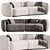 Stylish 3-Seater Fabric Sofa 3D model small image 1