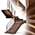 Corner Curved Wood Staircase 3D model small image 1