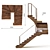 Corner Curved Wood Staircase 3D model small image 5