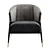 Velvet and Pine Art-Deco Armchair 3D model small image 3