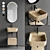 Stainless Steel Designer Vanity Set 3D model small image 1