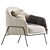 Luxurious Ivory Velvet Armchair 3D model small image 2