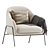 Luxurious Ivory Velvet Armchair 3D model small image 3