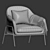 Luxurious Ivory Velvet Armchair 3D model small image 5