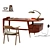 Luxury Mid Century Office Set 3D model small image 1