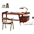 Luxury Mid Century Office Set 3D model small image 3