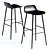 Modern Black Steel Bar Stool 3D model small image 1