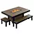 Outdoor Gas Fire Table with Benches 3D model small image 1