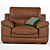 Golden Brown Leather Armchair 2020 3D model small image 2