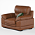 Golden Brown Leather Armchair 2020 3D model small image 3