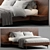 Modern Walnut Queen Bed Set 3D model small image 1