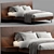Modern Walnut Queen Bed Set 3D model small image 2