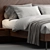 Modern Walnut Queen Bed Set 3D model small image 12