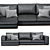 Modern Upholstered 3-Seater Sofa 3D model small image 2