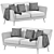 Modern Mustard 3-Seater Sofa 3D model small image 4