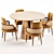 Modern Dining Set with Chairs 3D model small image 2