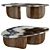 Modern Wood and Marble Coffee Table 3D model small image 5