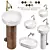Premium Washbasins Set with Faucets 3D model small image 1