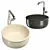 Premium Washbasins Set with Faucets 3D model small image 5
