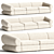 Modern Ivory White Sectional Sofa 3D model small image 1