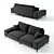 Modern Graphite Textile Ron Sofa 3D model small image 2