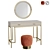 Vanity Set ISIDA Deyk Mirror & Terracotta TARF Pouf 3D model small image 1