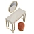 Vanity Set ISIDA Deyk Mirror & Terracotta TARF Pouf 3D model small image 3
