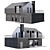 Modern Stone House with Garage, Mansard, & Terrace 3D model small image 1