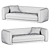 Modern Grey Velvet Sofa 3D Model 3D model small image 4