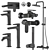 Yoyo Bathroom Fixtures Set with Showerhead 3D model small image 1