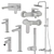 Yoyo Bathroom Fixtures Set with Showerhead 3D model small image 7
