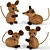 Decorative Mouse Figures Set 3D model small image 1