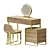 Walnut Makeup Vanity Set: Stylish & Functional 3D model small image 1