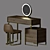 Walnut Makeup Vanity Set: Stylish & Functional 3D model small image 2