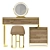 Walnut Makeup Vanity Set: Stylish & Functional 3D model small image 3