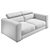 Atlanta Modern 3-Seater Beige Sofa 3D model small image 2
