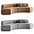 Elegant Curved Modular Fabric Sofa 3D model small image 1